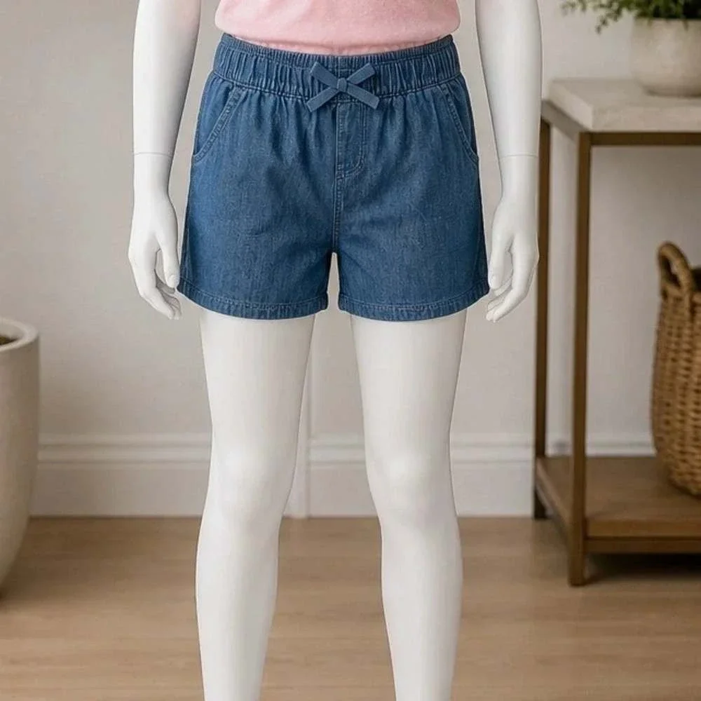 The Children's Place Girls Shorts Poppie Wash Blue Denim Look Cotton 6